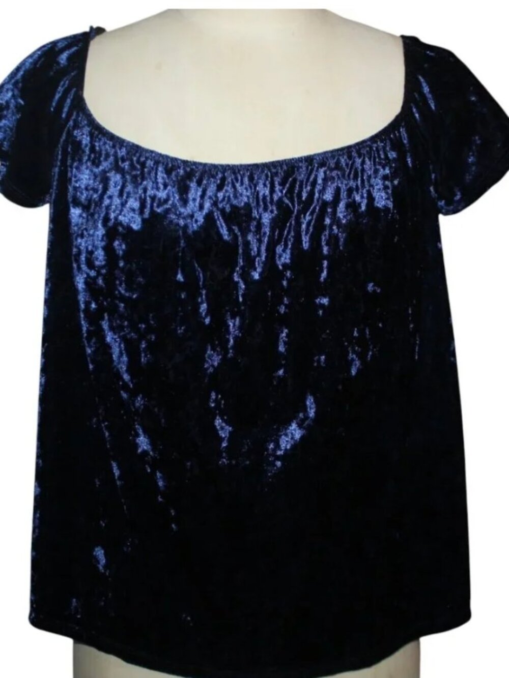 PING Vintage Blue Crushed Velvet Top Sz L Y2K Fairy Grunge Pop Punk 90s